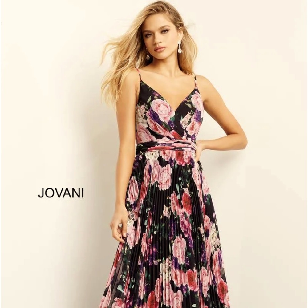 Jovani print dress #09002 Clear Garment bag included